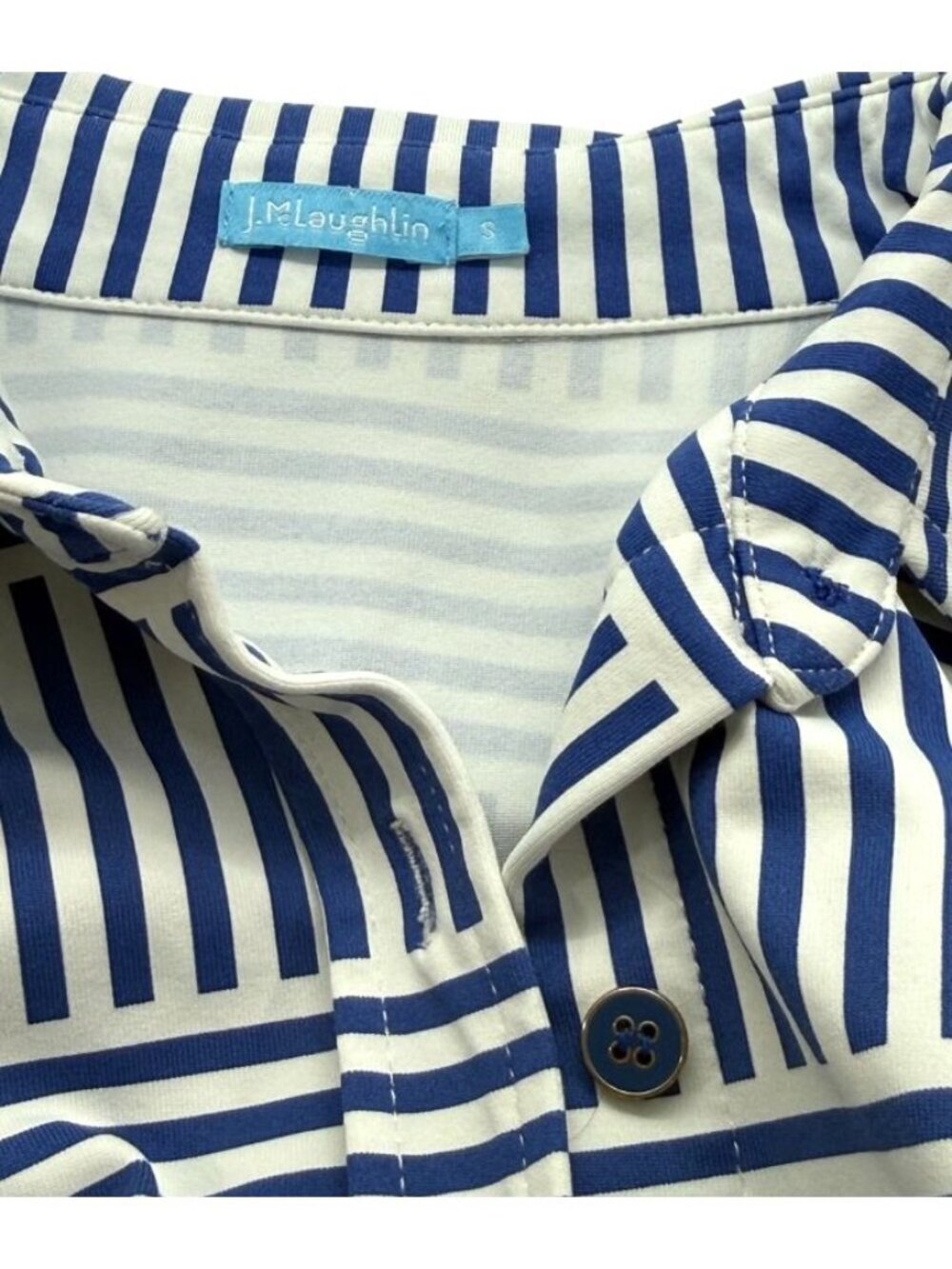 J. McLaughlin Womens Monroe Top Button-up Roll Tab Sleeves Catalina Cloth Size S - Picture 8 of 11